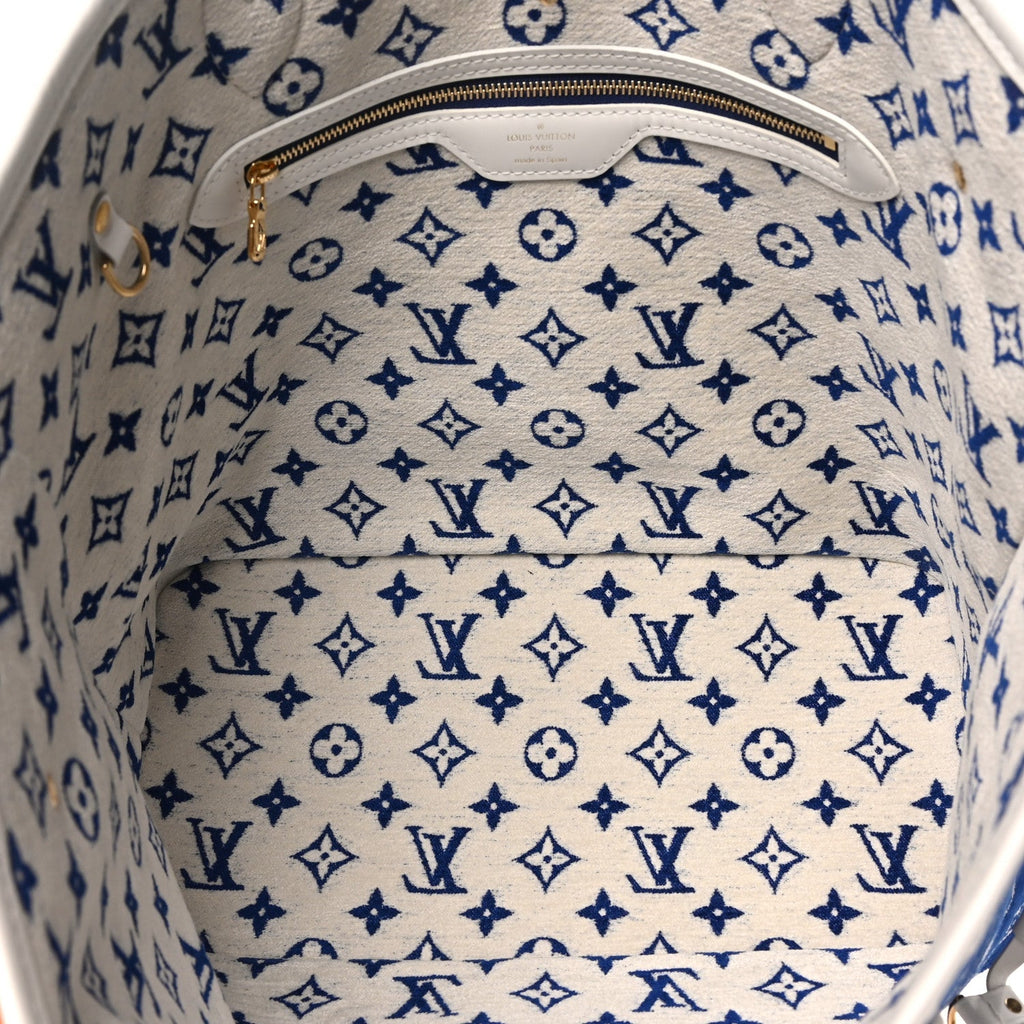 Jacquard Velvet Monogram LV Match Neverfull MM Bleu