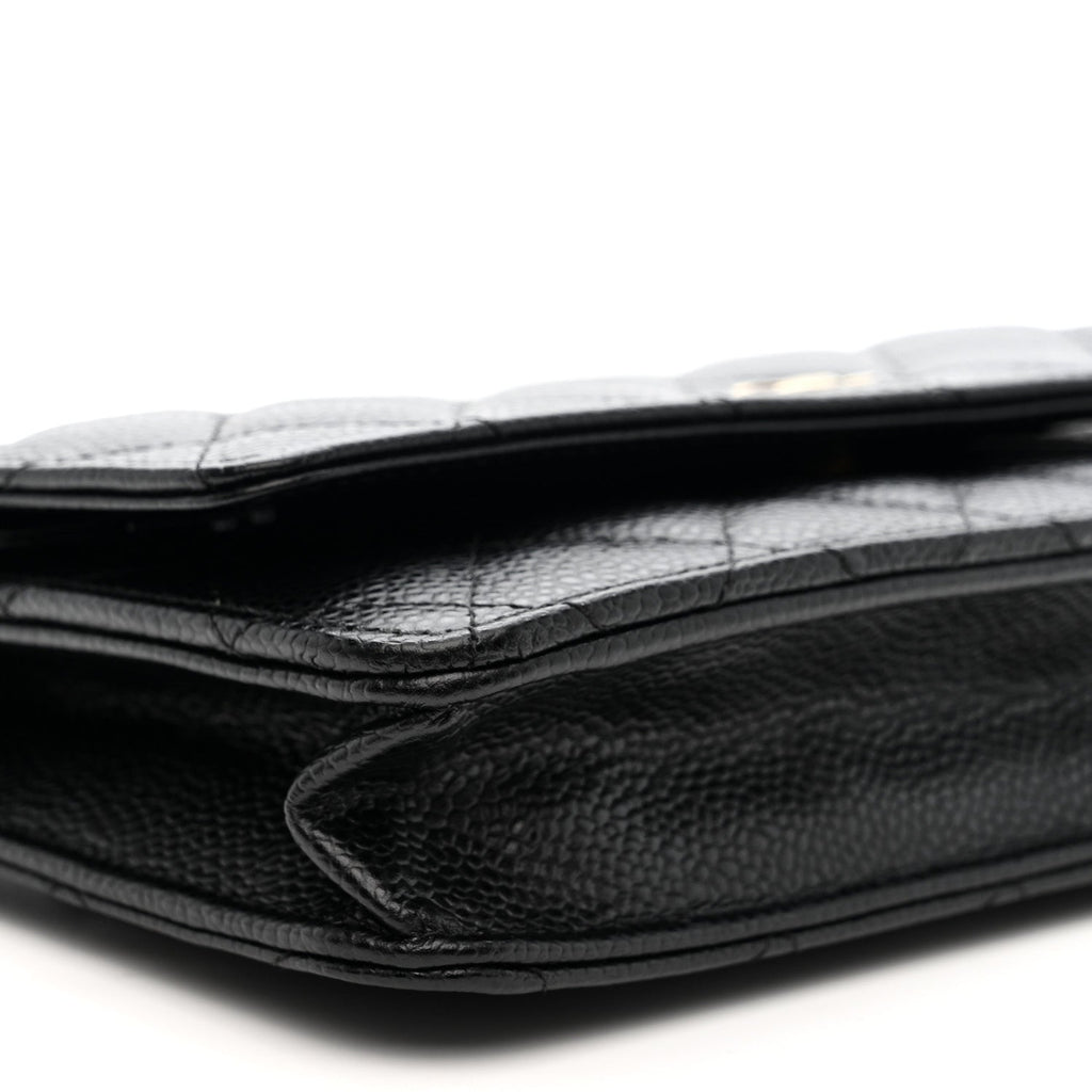 Caviar Quilted Wallet on Chain WOC Black