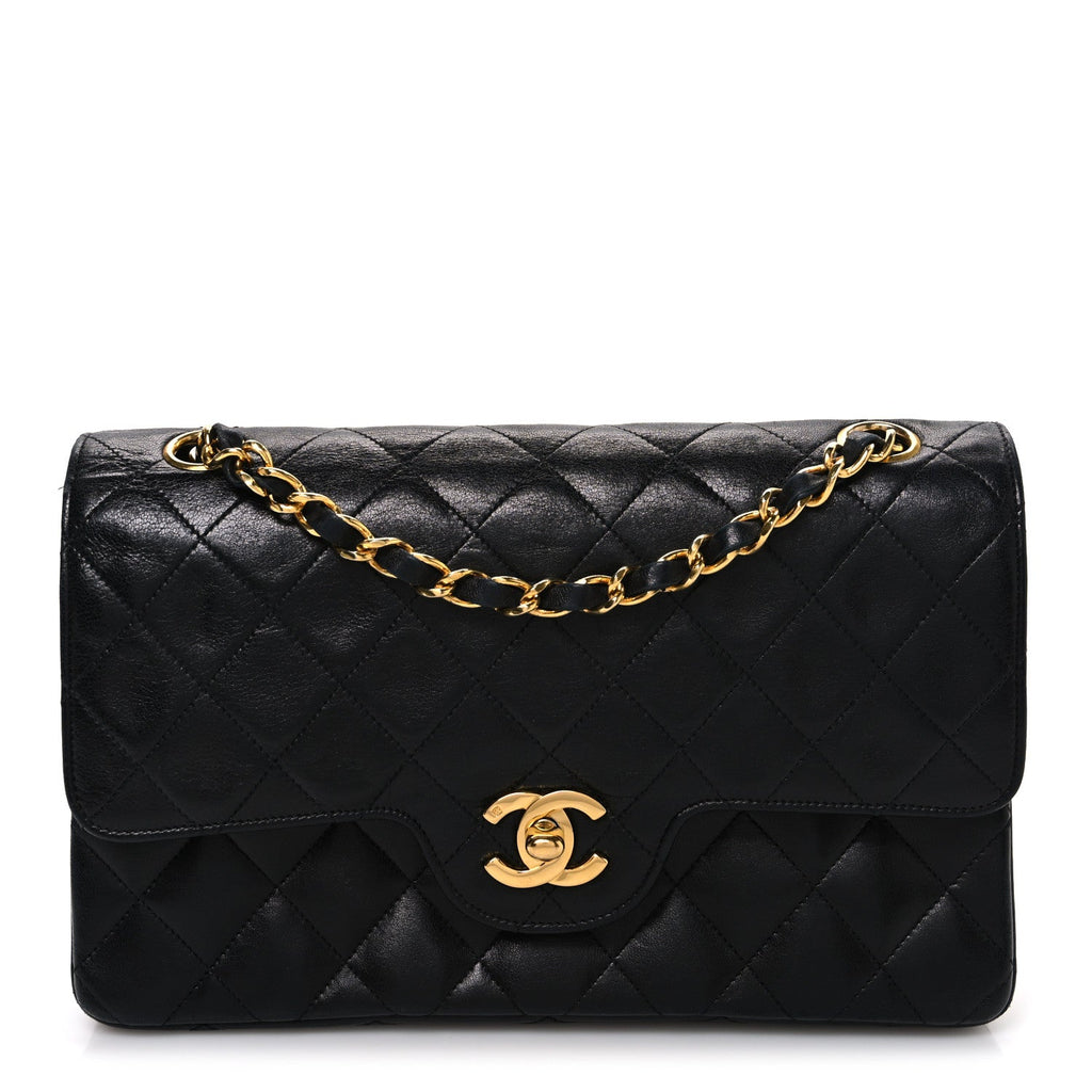 Lambskin Quilted Small Double Flap Black