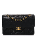 Lambskin Quilted Small Double Flap Black