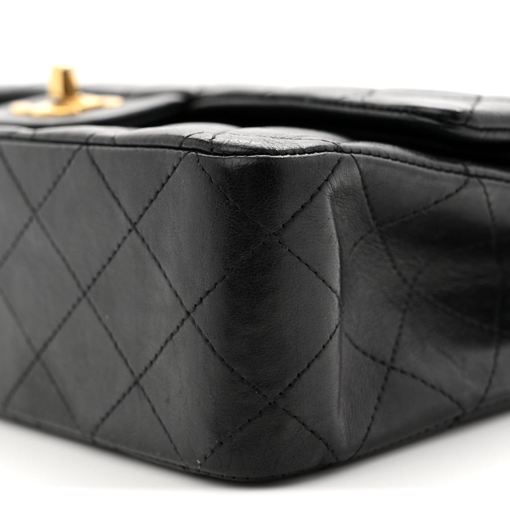 Lambskin Quilted Medium Double Flap Black