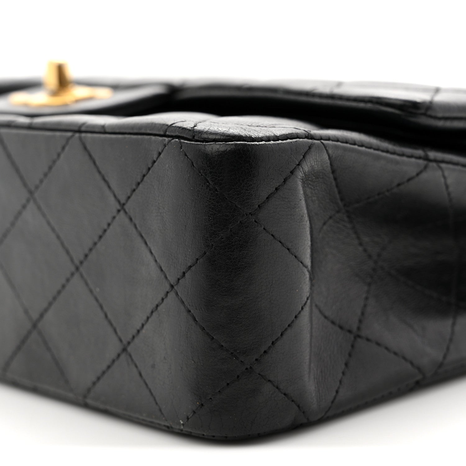 Lambskin Quilted Medium Double Flap Black