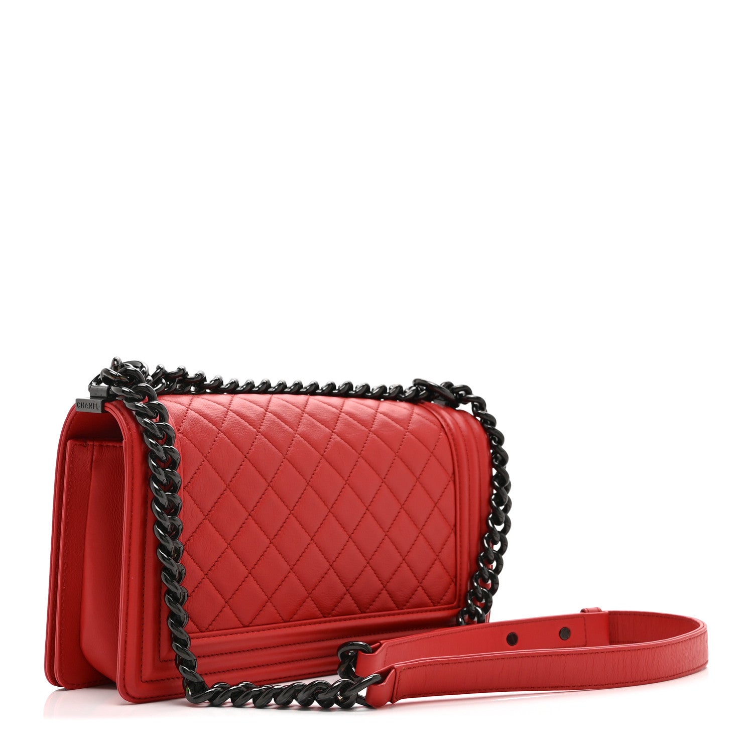 Calfskin Quilted Medium Boy Flap Red