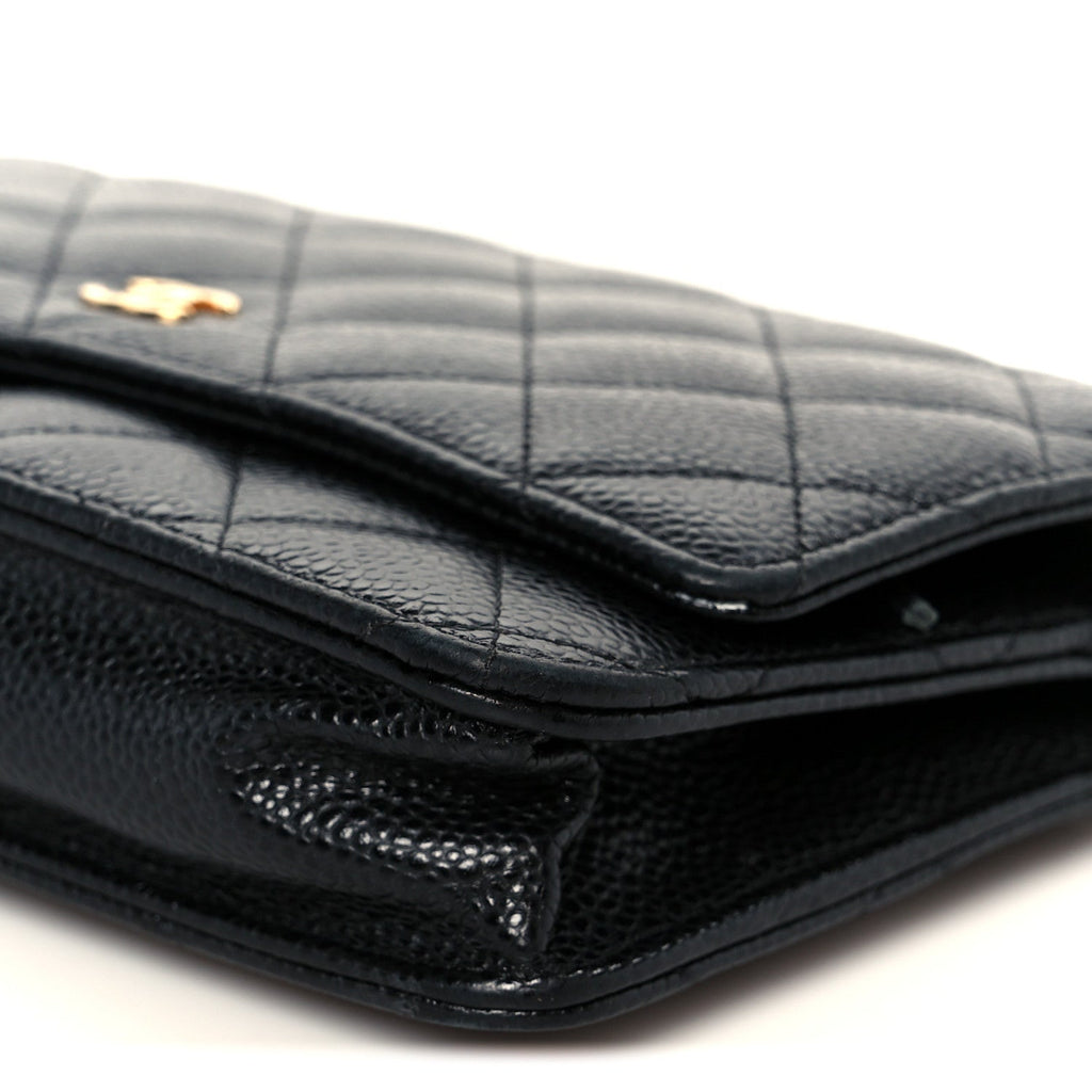 Caviar Quilted Wallet On Chain WOC Black