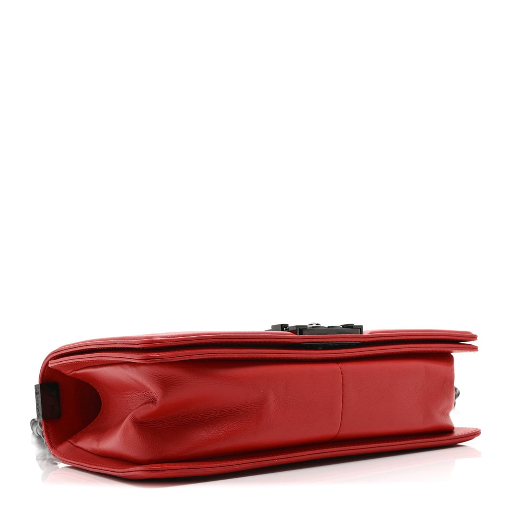 Calfskin Quilted Medium Boy Flap Red