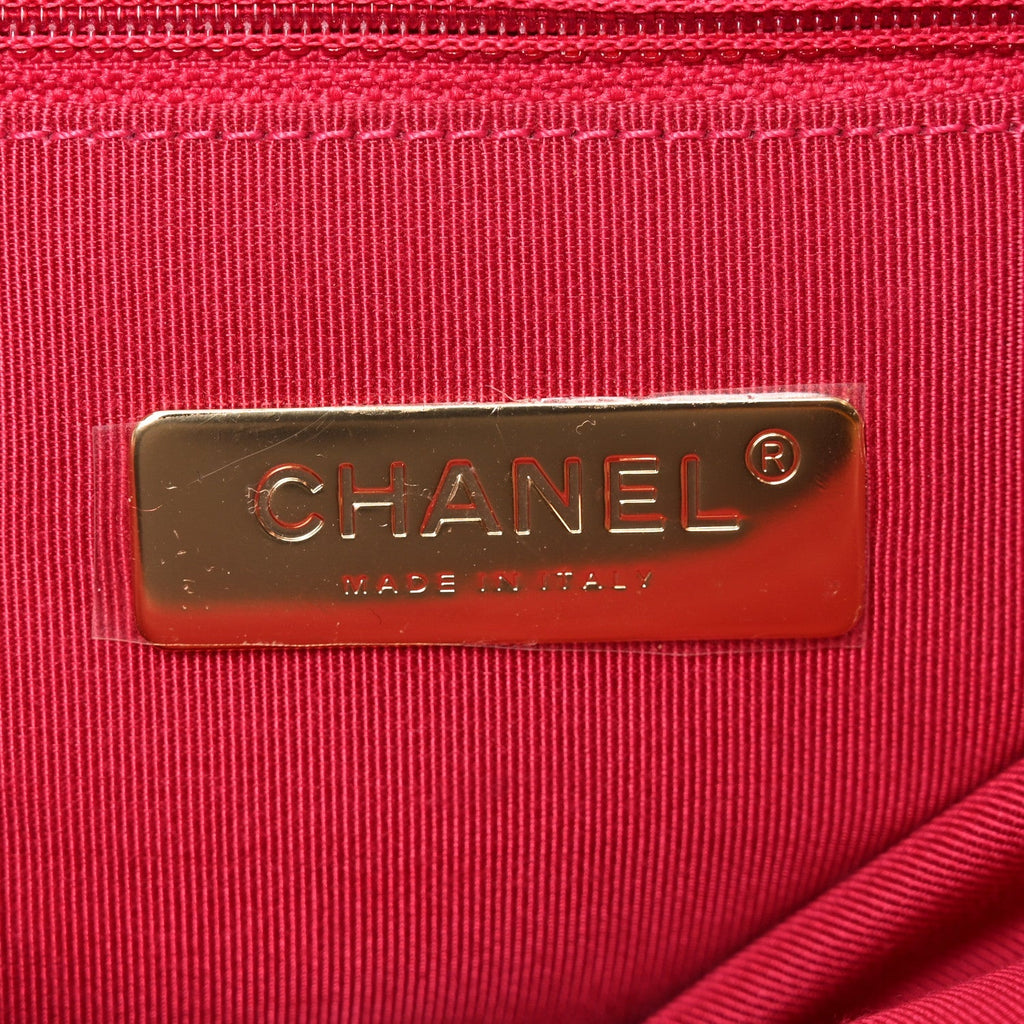 Goatskin Quilted Large Chanel 19 Flap Dark Pink