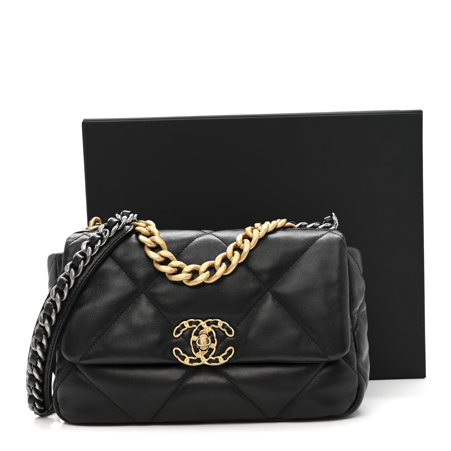 Lambskin Quilted Medium Chanel 19 Flap Black