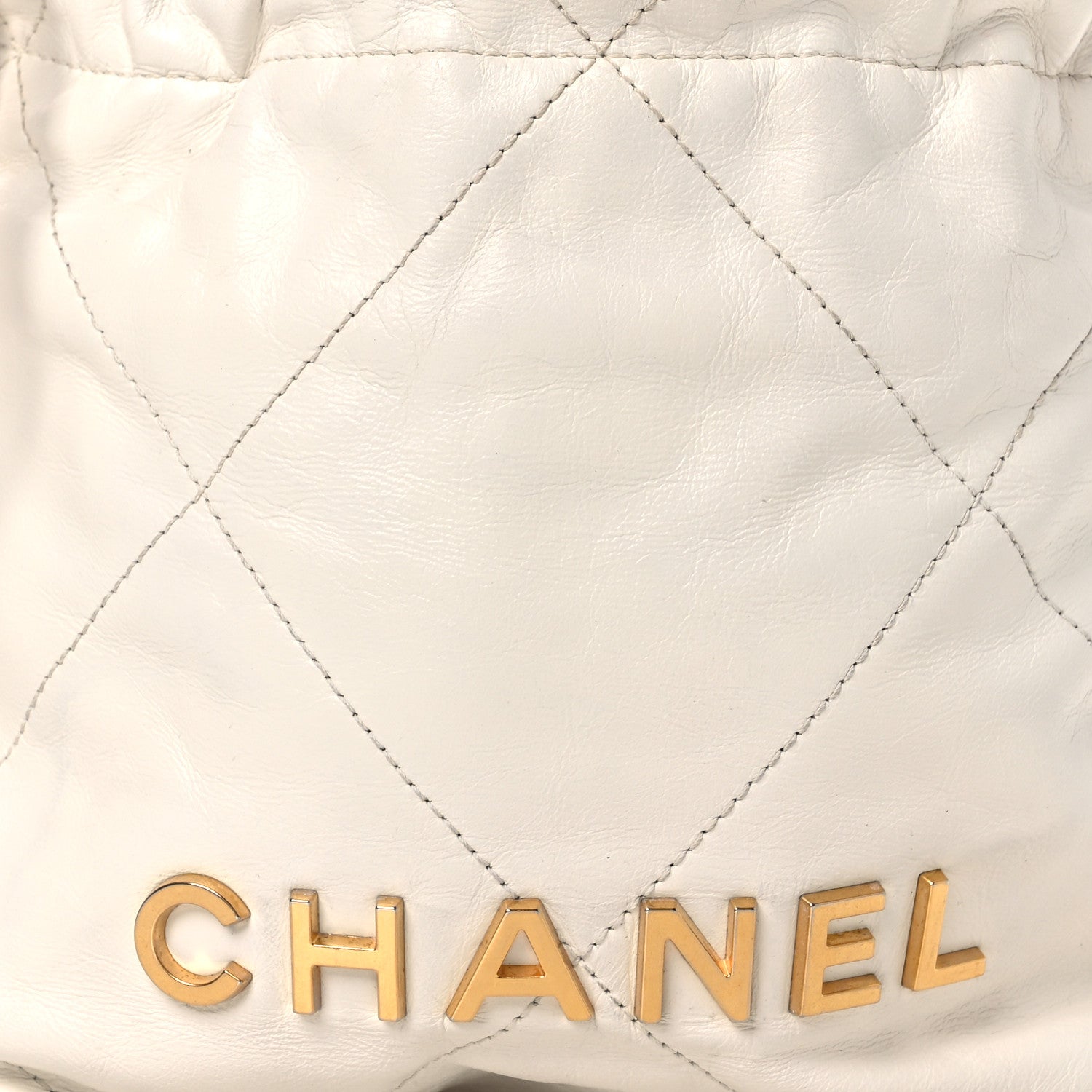 Shiny Calfskin Quilted Mini Chanel 22 White
