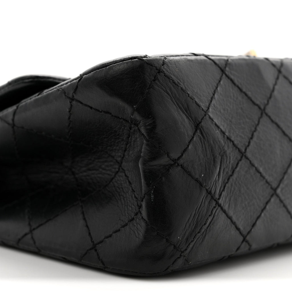 Aged Calfskin Quilted 2.55 Reissue 225 Flap Black