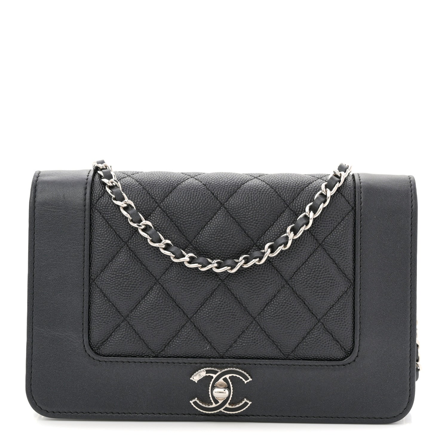Caviar Quilted Vintage Mademoiselle Wallet On Chain WOC Black