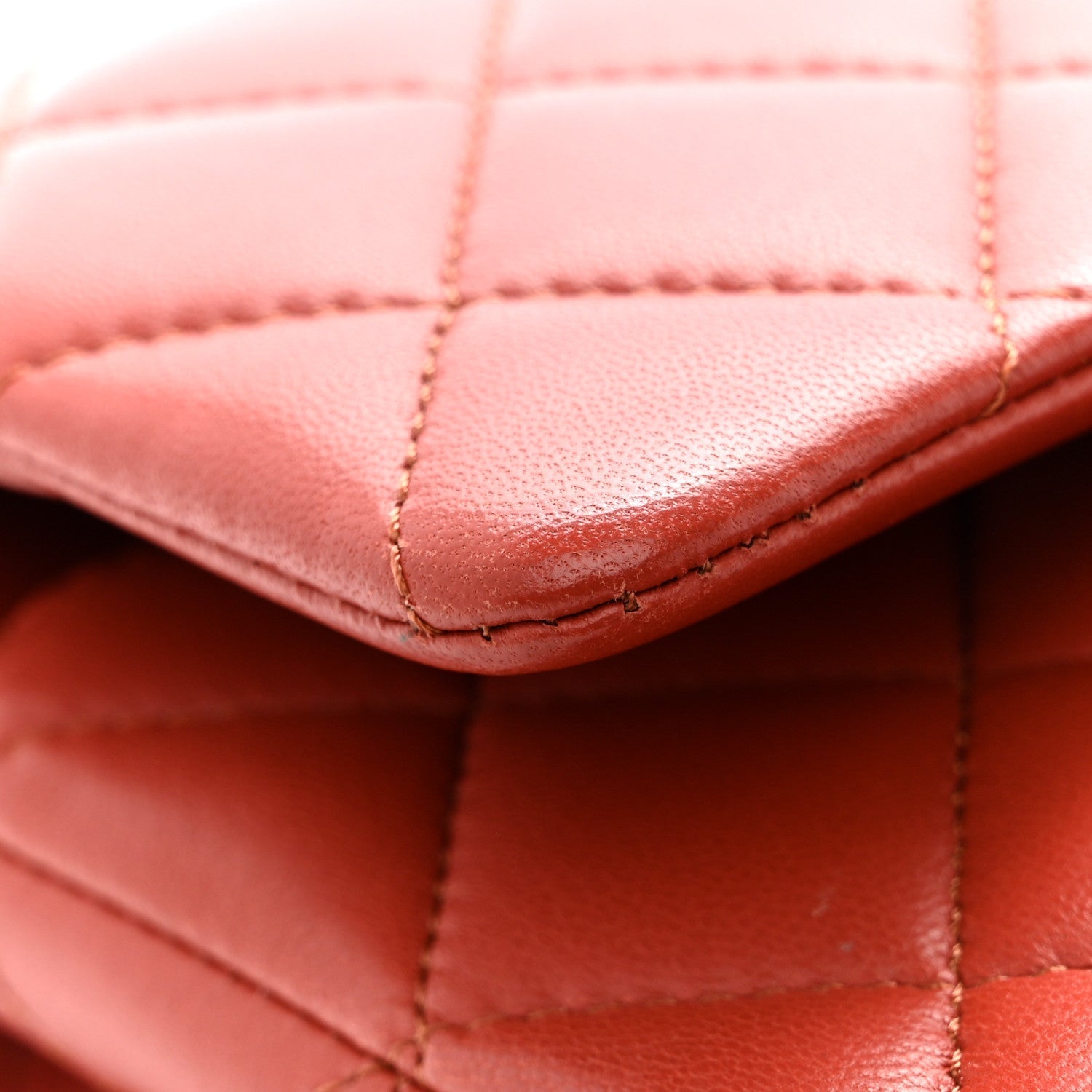 Lambskin Quilted Medium Double Flap Brown