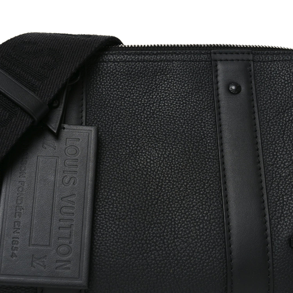 Grained Calfskin Aerogram City Keepall Black