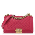 Lambskin Quilted Medium Boy Flap Fuchsia