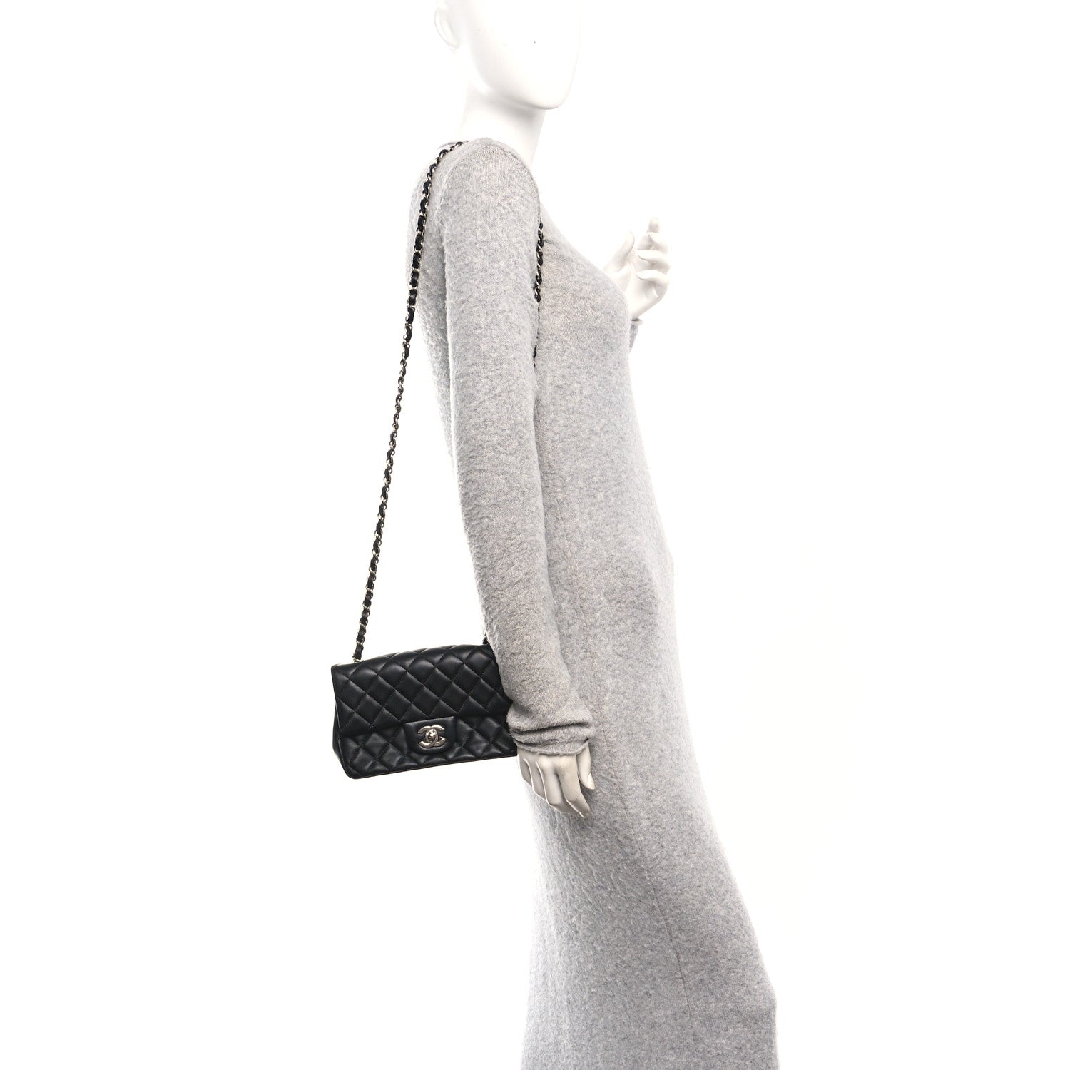 Lambskin Quilted Mini Rectangular Flap Black