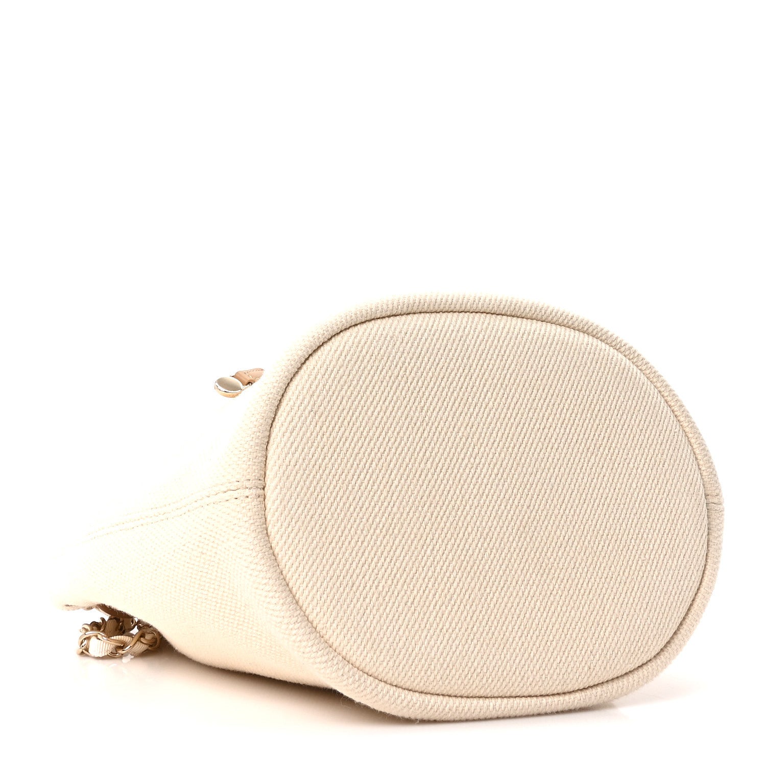 Canvas Pearl Deauville Drawstring Bucket Bag Ecru Beige