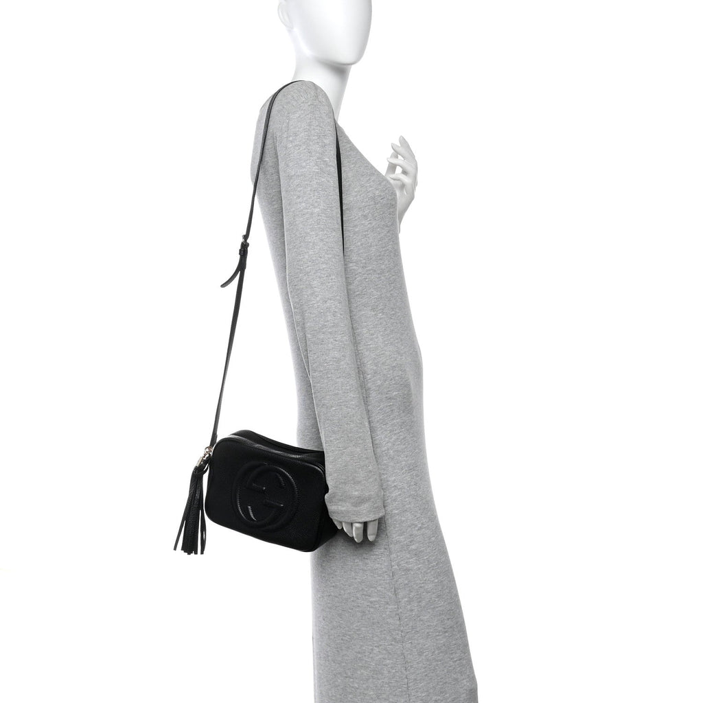 Pebbled Calfskin Small Soho Disco Bag Black