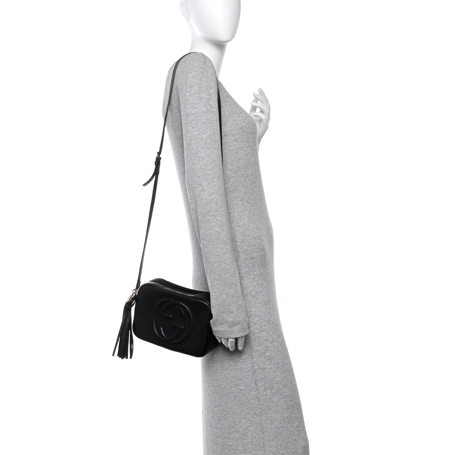 Pebbled Calfskin Small Soho Disco Bag Black