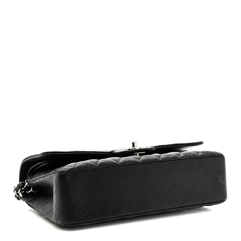 Caviar Quilted Medium Double Flap Black