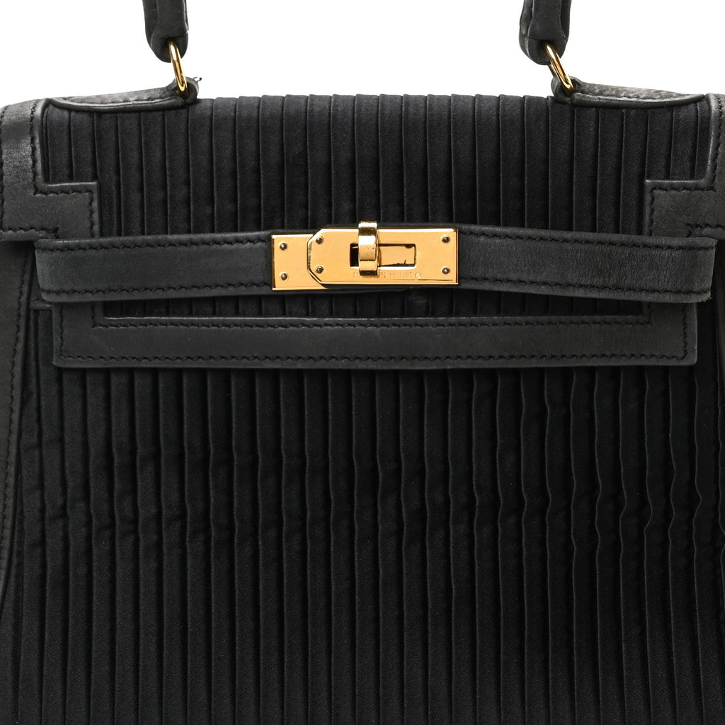 Silk Veau Doblis Pleated Mini Kelly Sellier 20 Black