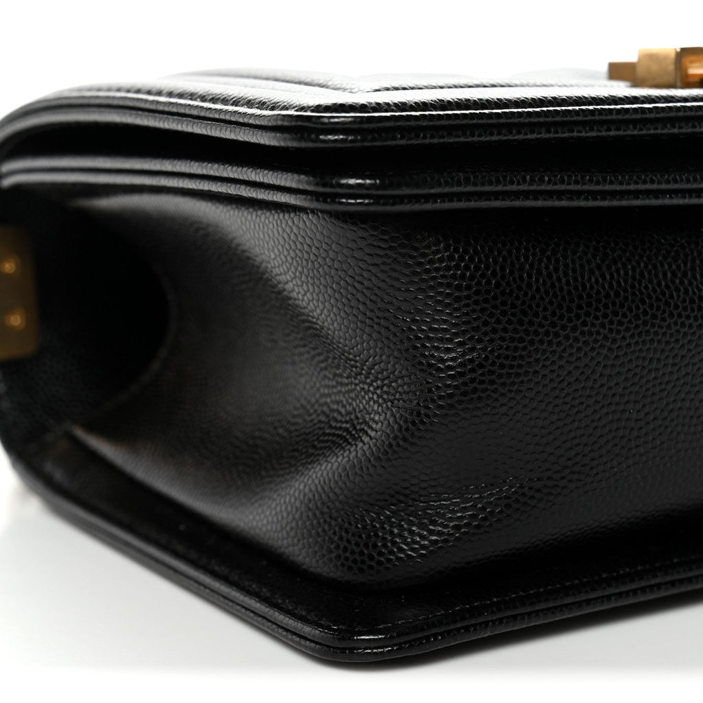 Caviar Quilted Small Boy Flap Black