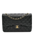 Caviar Quilted Jumbo Double Flap Black