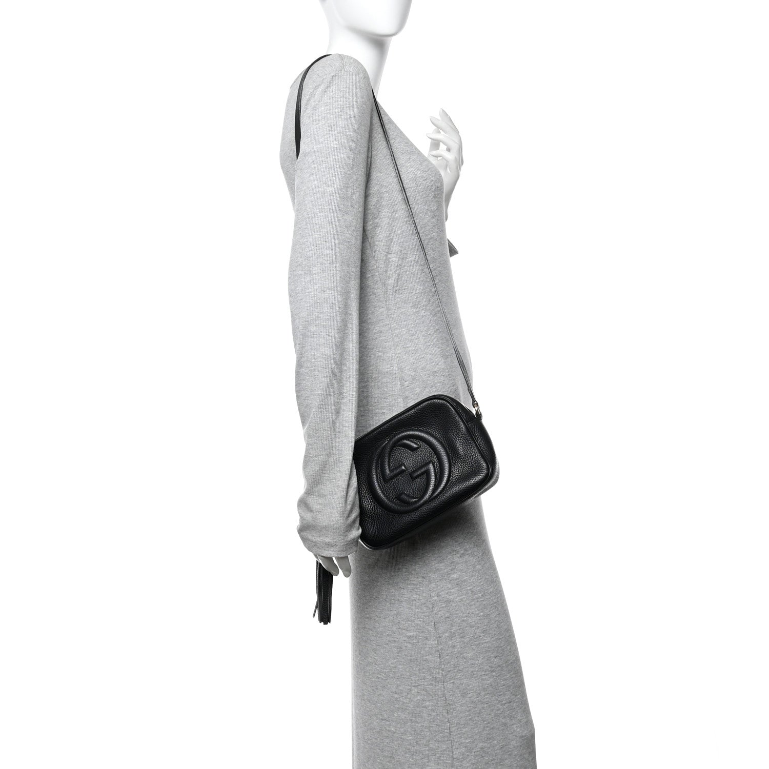 Pebbled Calfskin Small Soho Disco Bag Black