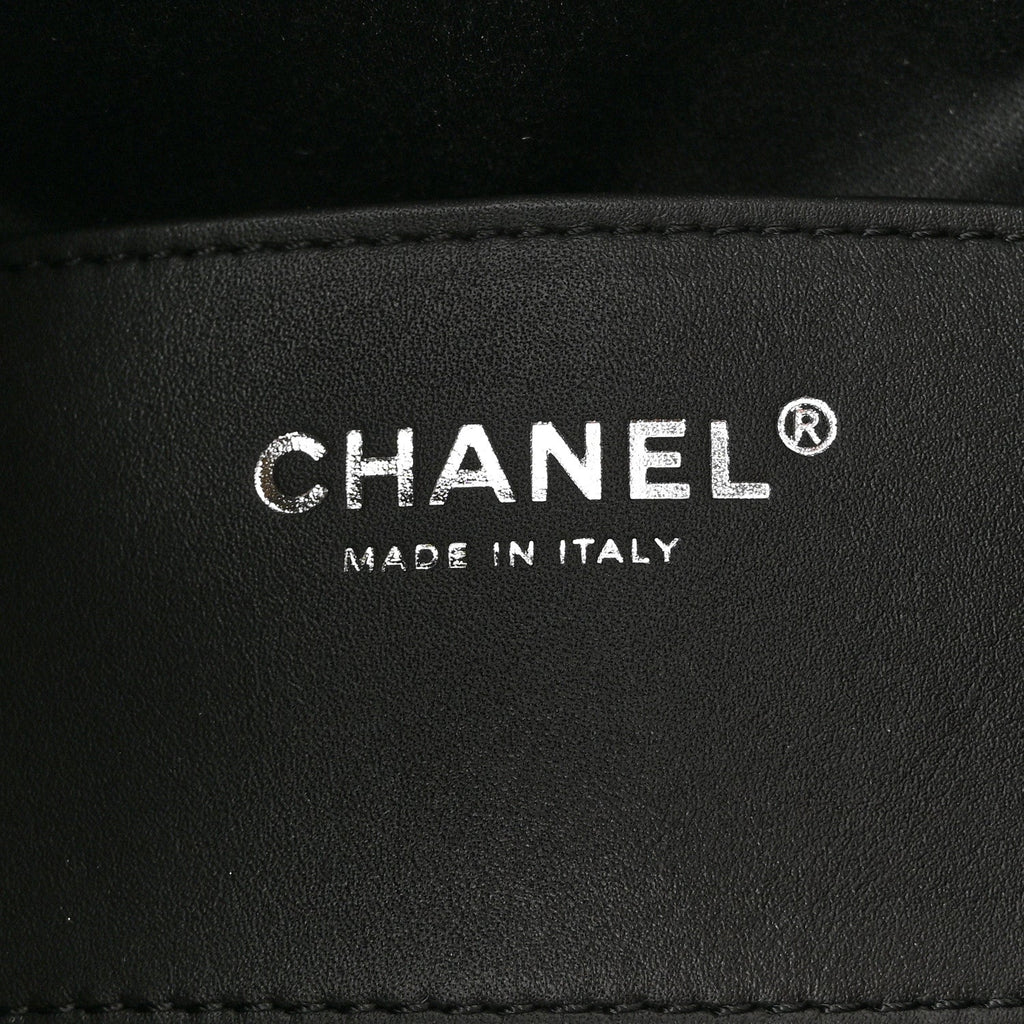 Shiny Crumpled Calfskin Quilted Small Chanel 25 Handbag Black