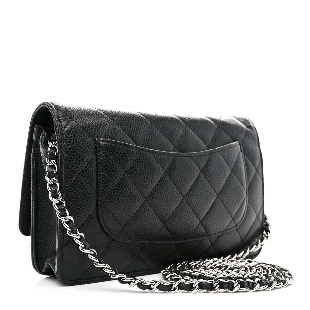 Caviar Quilted Wallet on Chain WOC Black