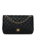 Lambskin Quilted Jumbo Double Flap Black