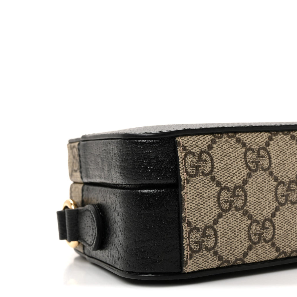GG Supreme Monogram Textured Dollar Calfskin Mini New Basket Shoulder Bag Beige Ebony Black