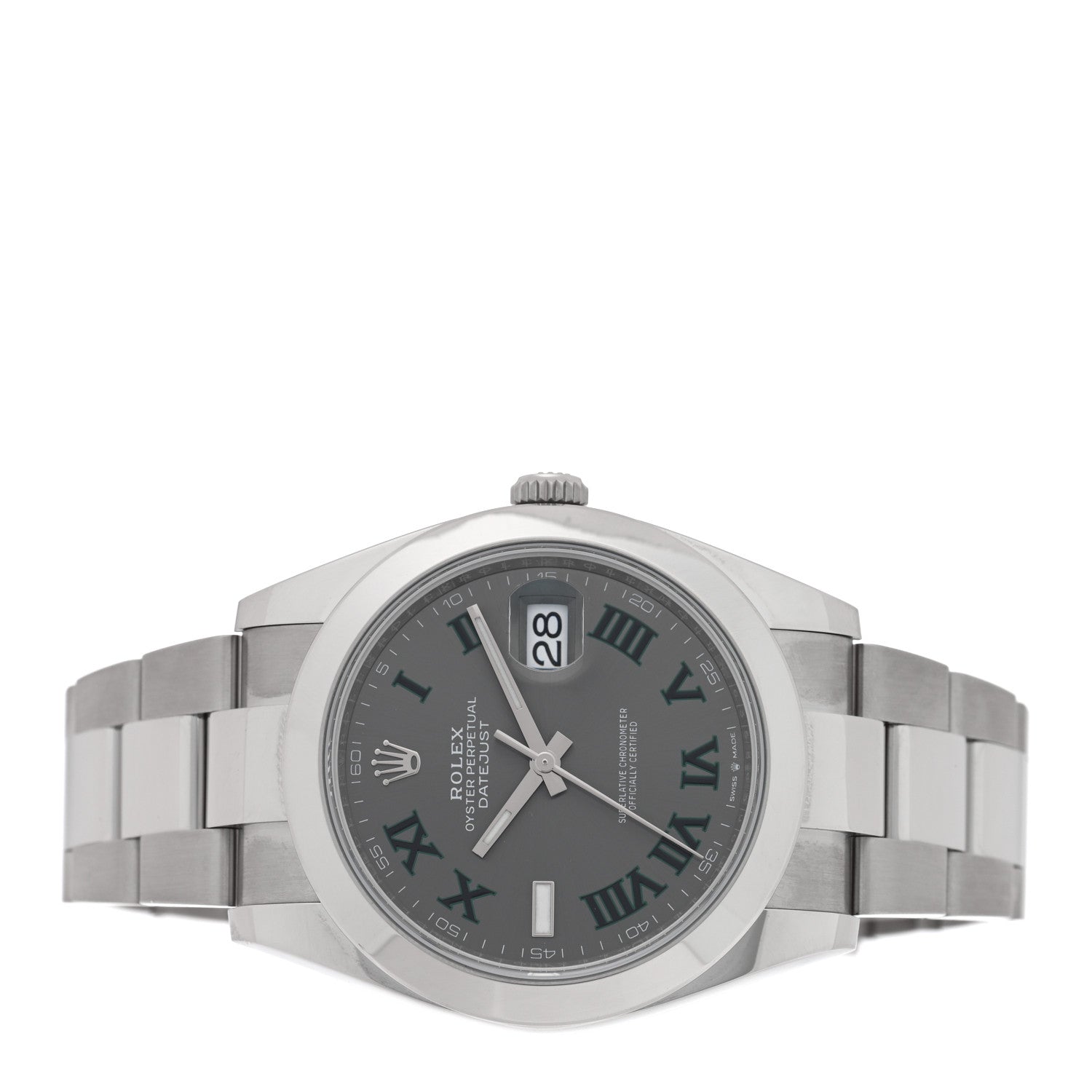 Stainless Steel 41mm Oyster Perpetual Wimbledon Datejust Watch Slate 126300
