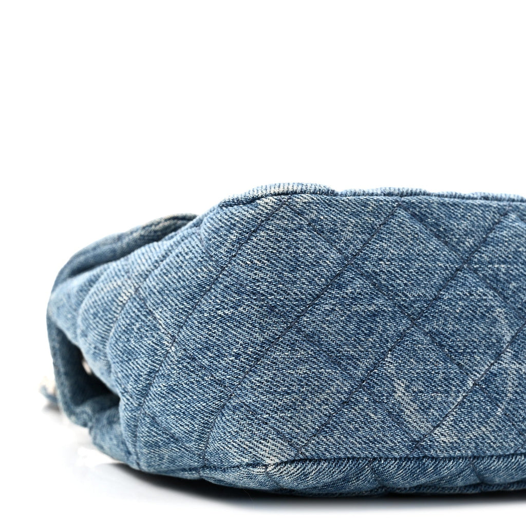 Denim CC Quilted Mini Square Flap Blue