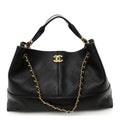 Calfskin Quilted Large Coco Base Shopping Bag Black
