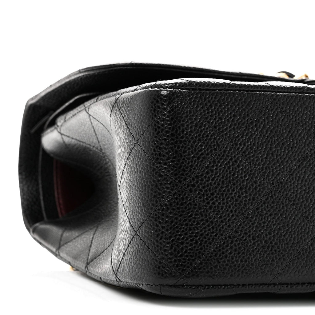 Caviar Quilted Jumbo Double Flap Black