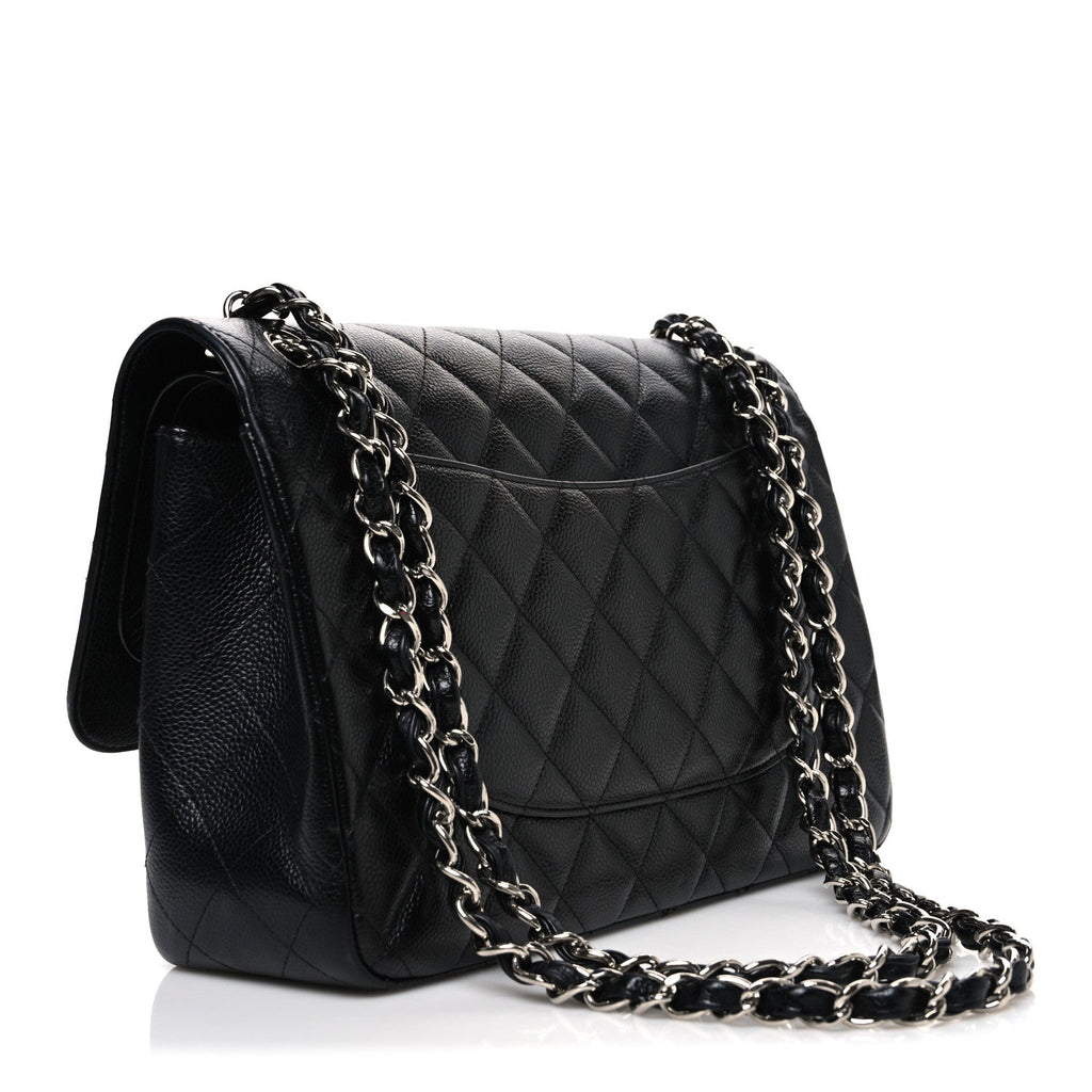 Caviar Quilted Jumbo Double Flap Black