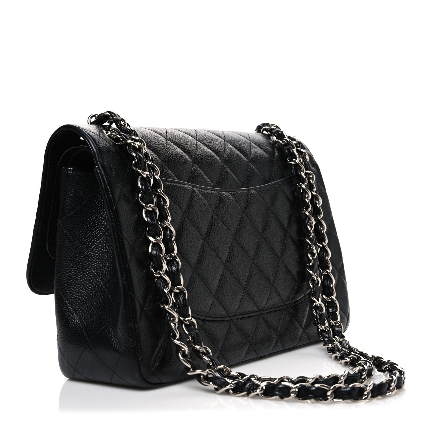 Caviar Quilted Jumbo Double Flap Black