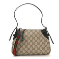 GG Supreme Monogram Textured Calfskin Small Emblem Shoulder Bag Beige Black