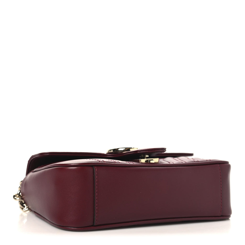 Calfskin Matelasse Small GG Marmont Shoulder Bag Rosso Ancora