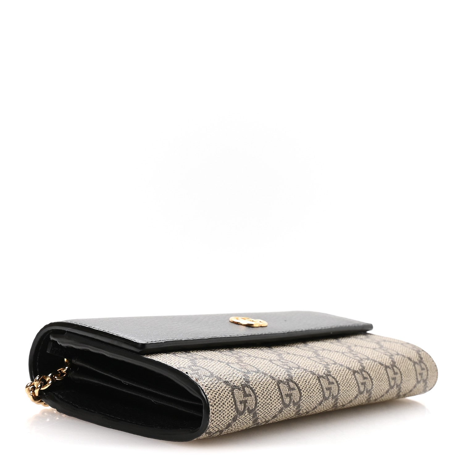 Dollar Calfskin GG Supreme Monogram Petite GG Marmont Wallet Chain Bag Black Beige Ebony