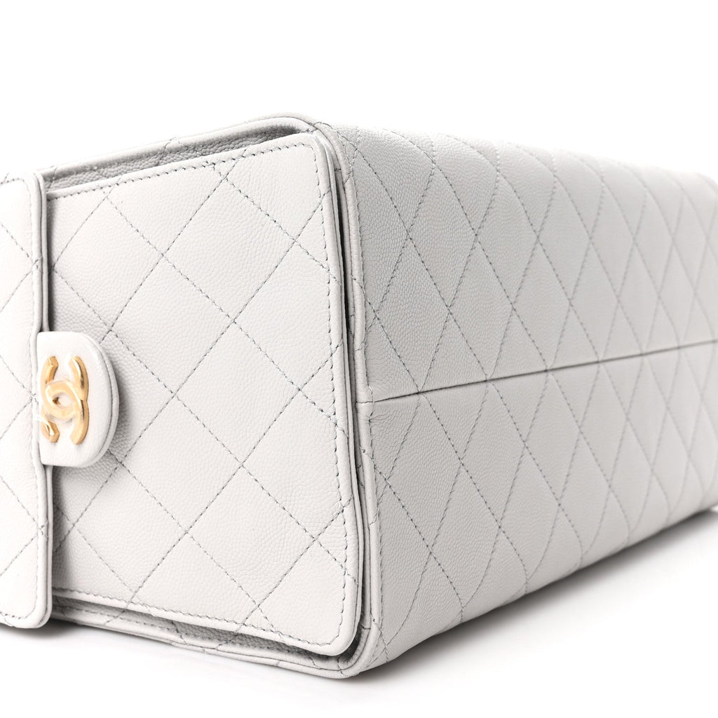 Caviar Quilted Medium Chanel 25 Handbag Light Gray