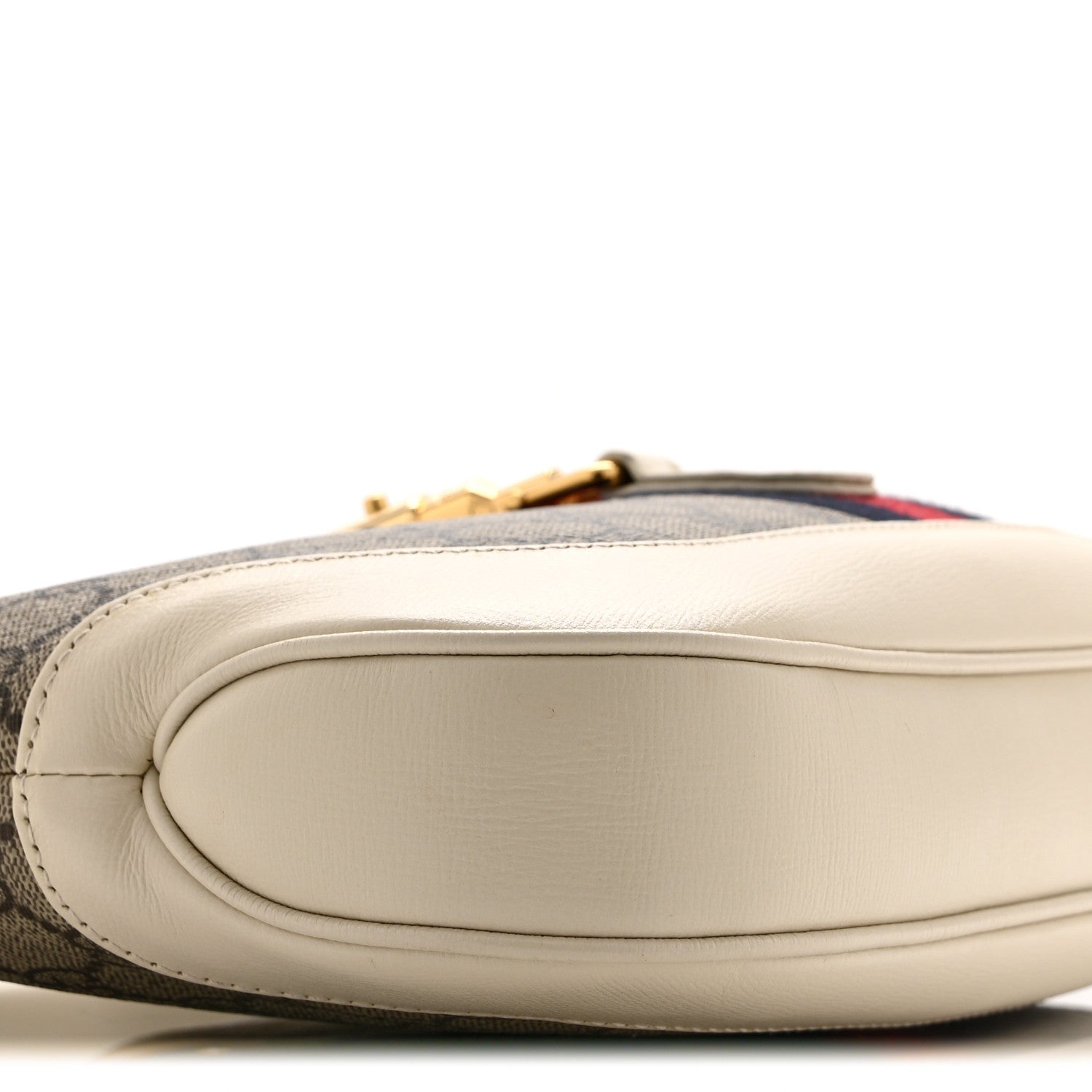 GG Supreme Monogram Azalea Calfskin Web Small Jackie 1961 Hobo Beige Ebony Mystic White