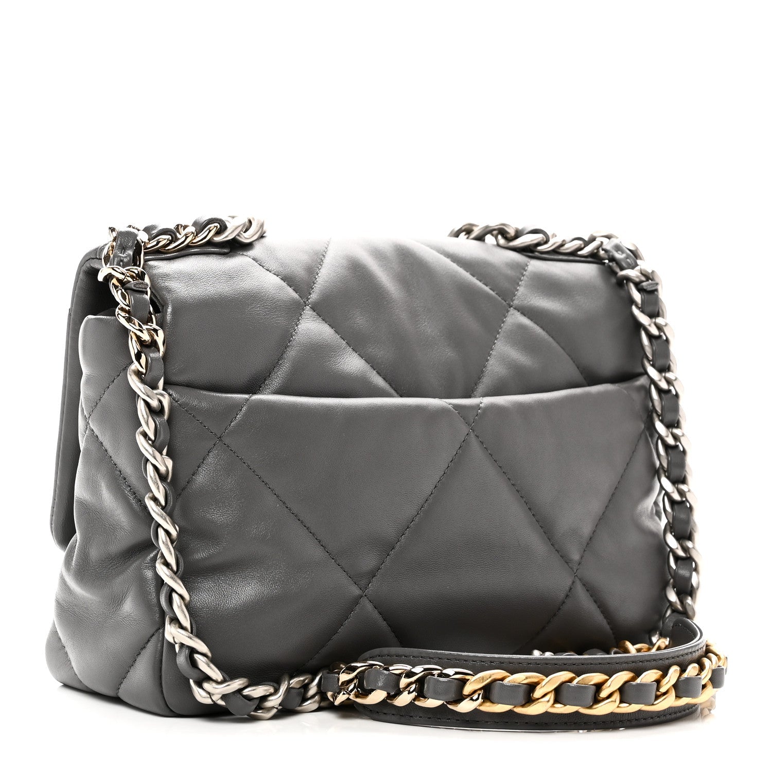 Lambskin Quilted Medium Chanel 19 Flap Grey