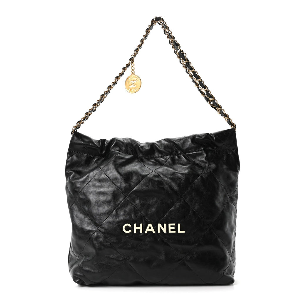 Calfskin Quilted Small Chanel 22 Black