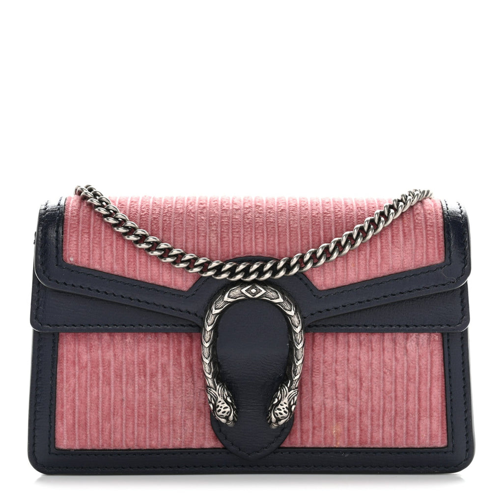 Lanzo Stretch Cord Azalea Calfskin Super Mini Dionysus Shoulder Bag Pink Blue