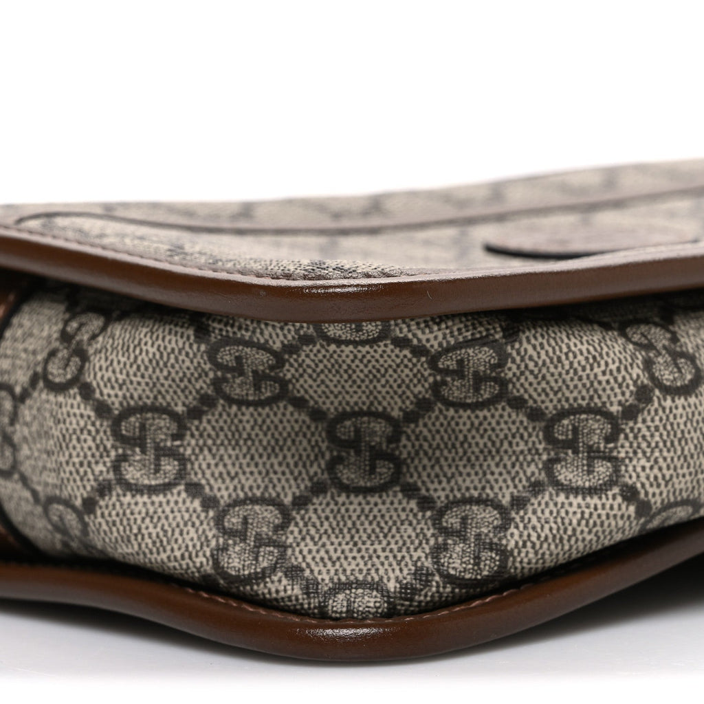 GG Supreme Monogram Azalea Calfskin Mini Retro Interlocking G Shoulder Bag Beige Ebony Brown Sugar