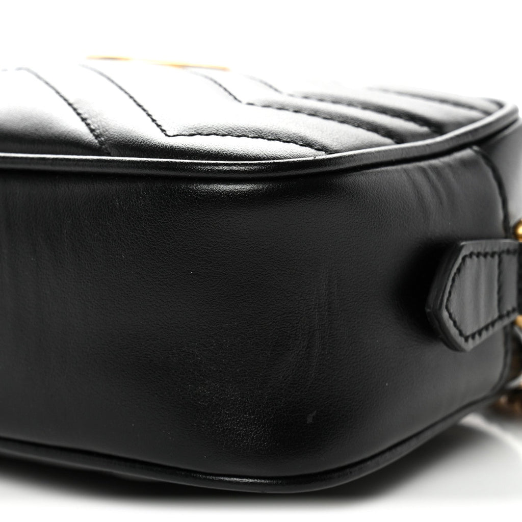Calfskin Matelasse Mini GG Marmont Chain Shoulder Bag Black