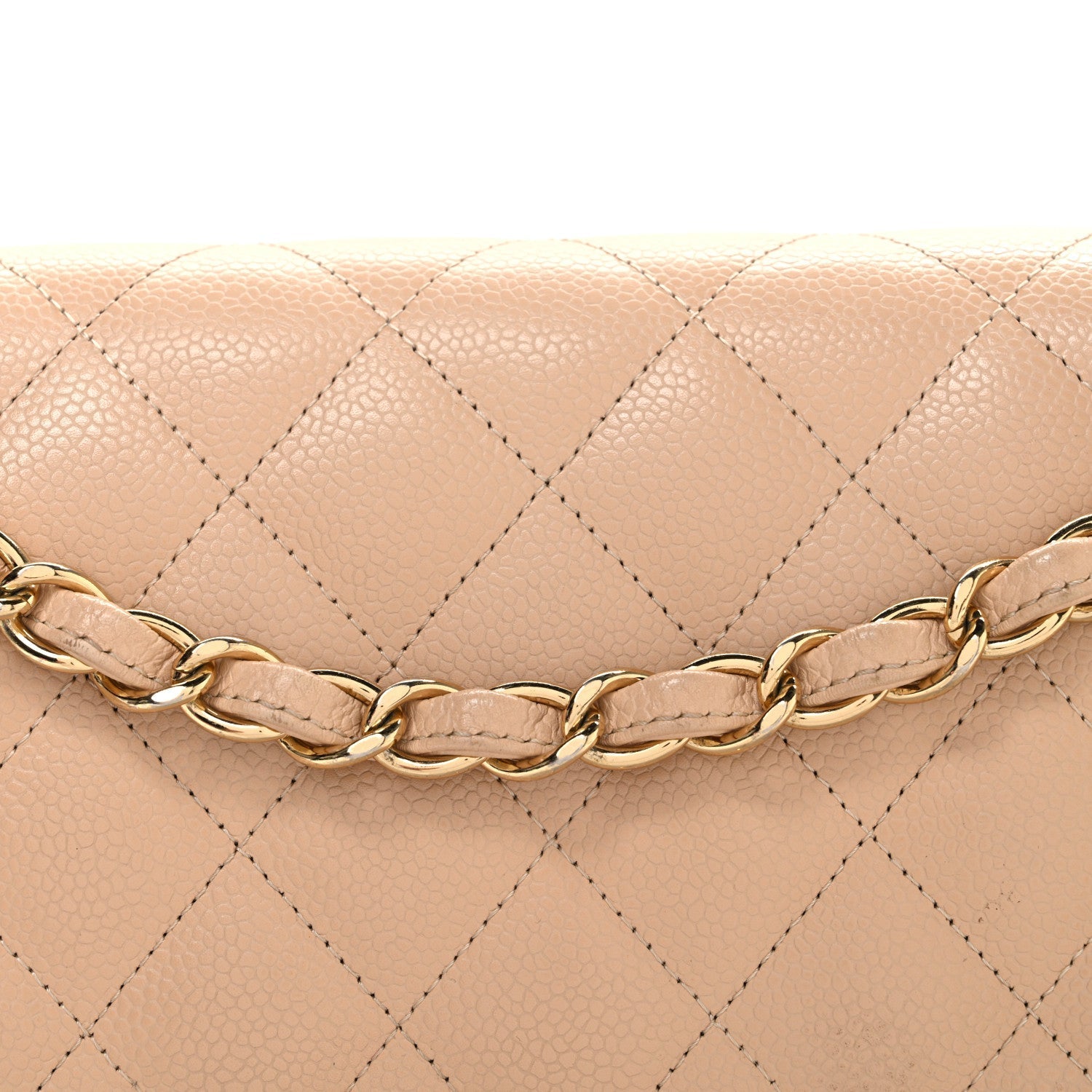 Caviar Quilted Jumbo Double Flap Beige Clair