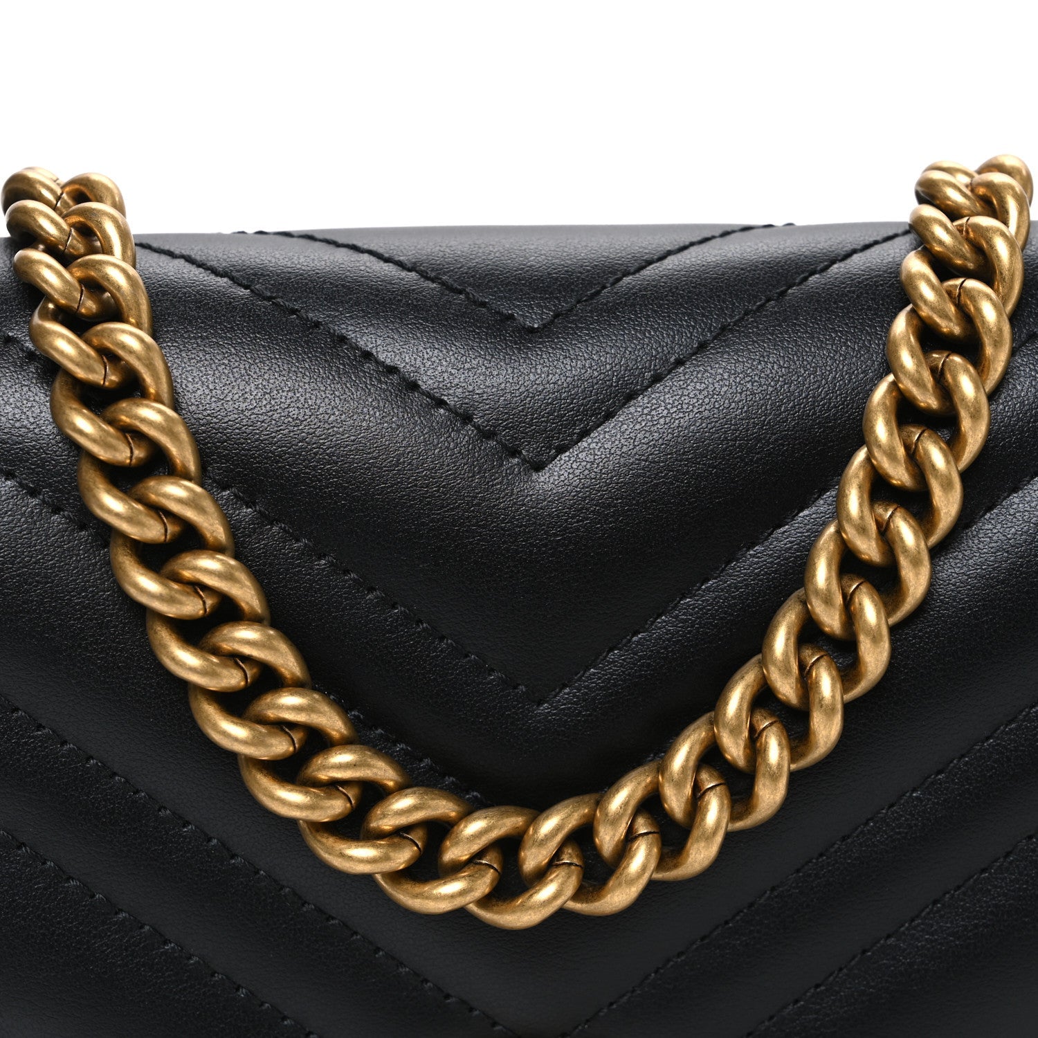 Calfskin Matelasse Mini GG Marmont Chain Half Moon Crossbody Bag Black
