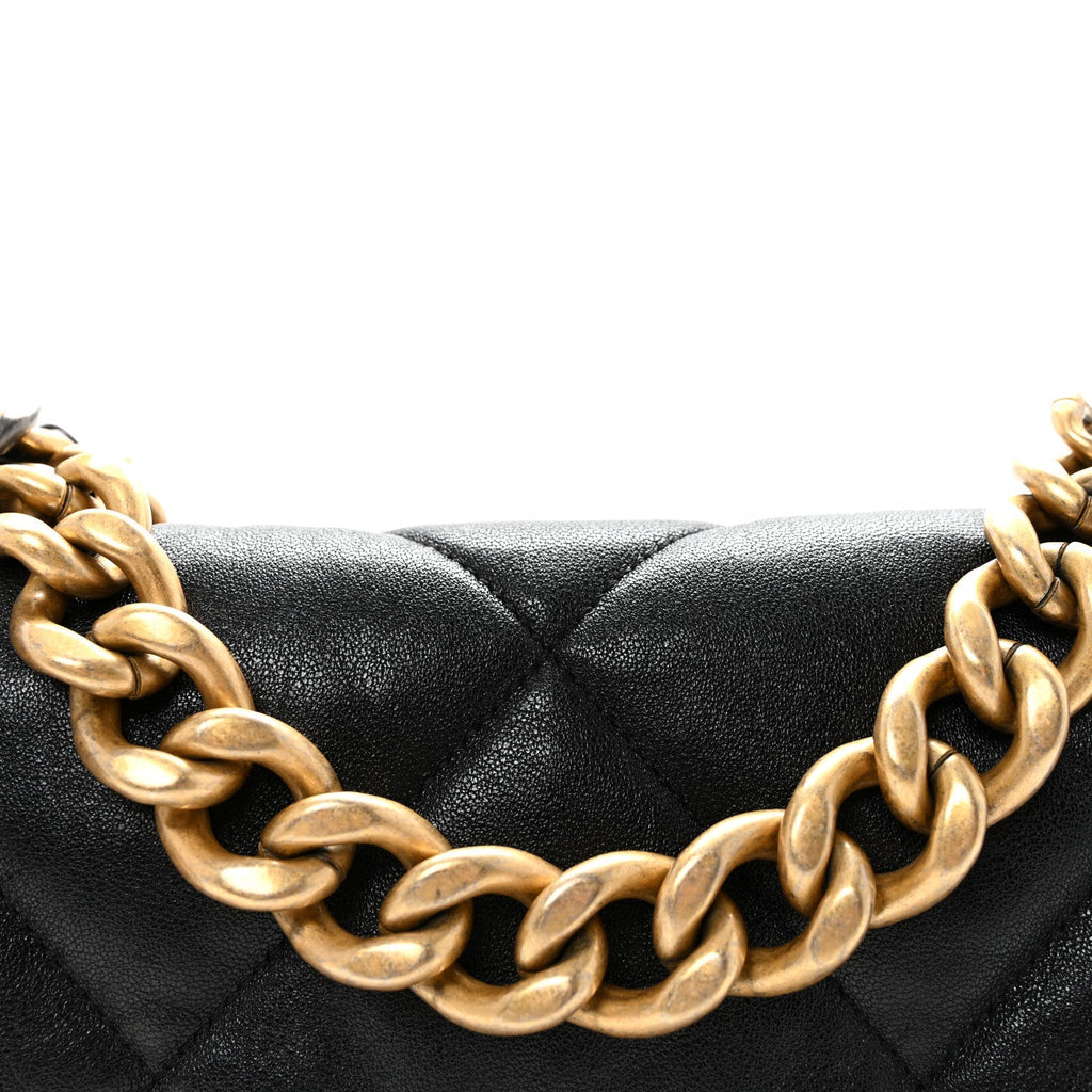 Goatskin Quilted Large Chanel 19 Flap Black