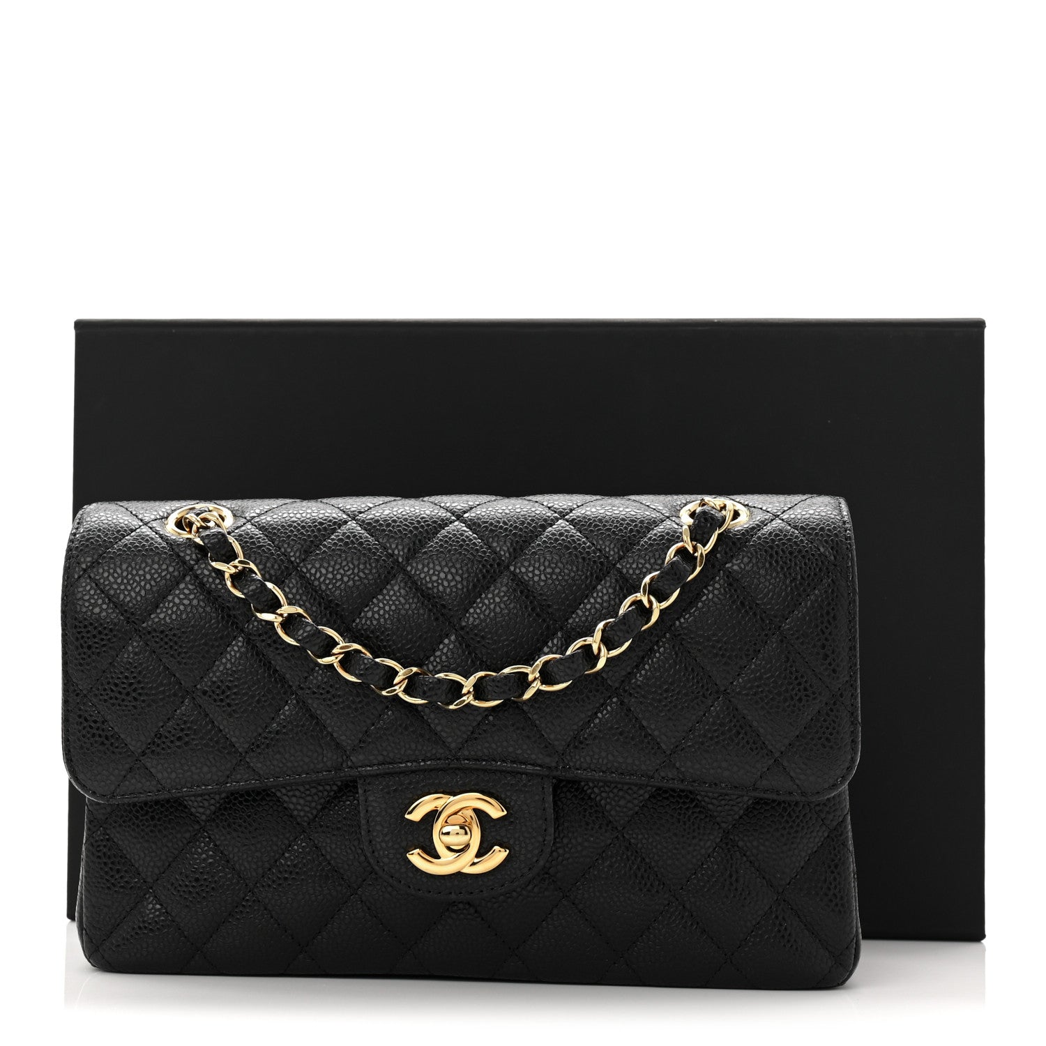 Caviar Quilted Small Double Flap Black